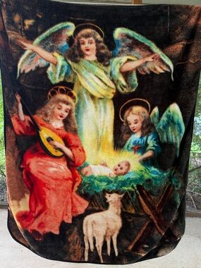 The Northwest Co Throw Blanket Nativity Angel Soft Thick Warm 57x51 in